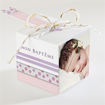 Boîte de dragées baptême simple et épuré - Dos de la boîte