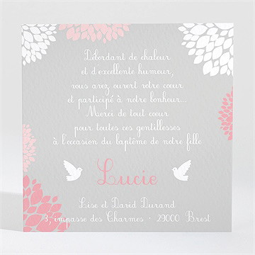 Remerciement baptême tendre bonheur - Dos de la carte