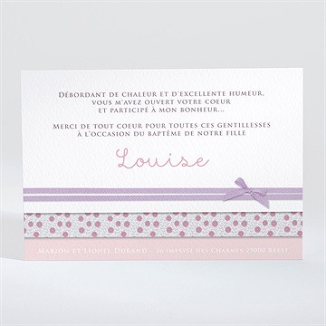 Remerciement baptême simple et épuré - Dos du faire-part