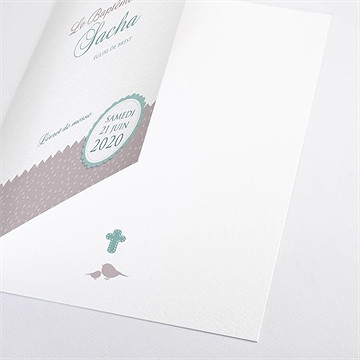 Livret de messe baptême colombe et banderoles - Détail du livret