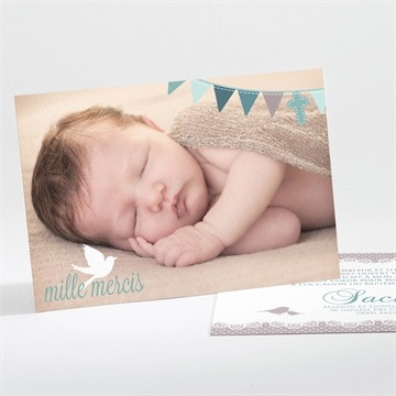 Remerciement baptême colombe et banderoles