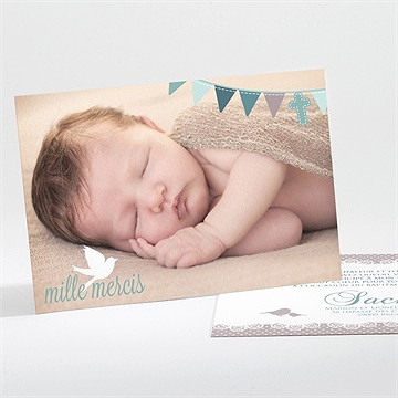 Remerciement baptême colombe et banderoles