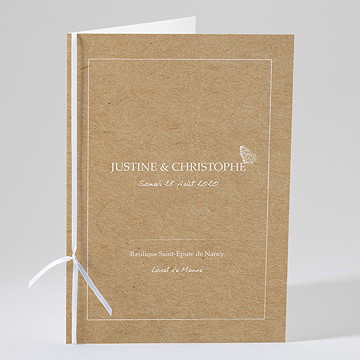 Livret de messe mariage un papillon sur le kraft