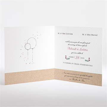Faire-part mariage nos 2 petits mariés - Intérieur du faire-part
