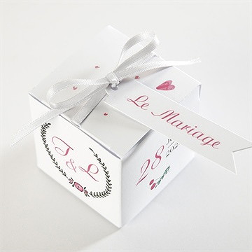 Boîte de dragées mariage nos 2 petits mariés - Dessus de la boîte