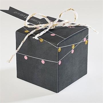 Boîte de dragées mariage ardoise élégante et étiquettes - Dos de la boîte