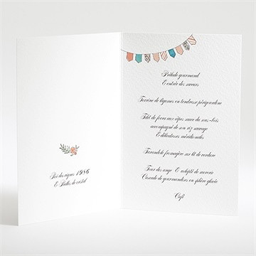 Menu mariage love bohème - Intérieur du menu