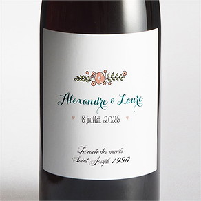 Etiquette de bouteille mariage love bohème