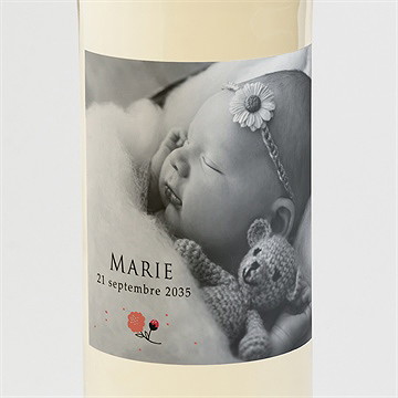 Etiquette de bouteille naissance douce aquarelle