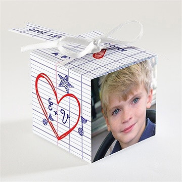 Boîte de dragées mariage les écoliers - Dos de la boîte