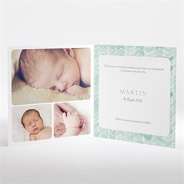 Faire-part naissance chevrons pastel - Intérieur du faire-part