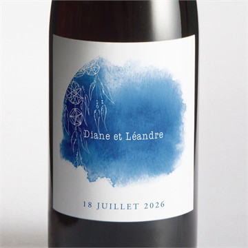 Etiquette de bouteille mariage perle d'aquarelle