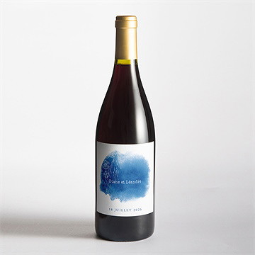 Etiquette de bouteille mariage perle d'aquarelle - Mise en situation