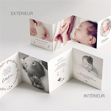 Faire-part naissance en rouge et noir - Vue détaillée