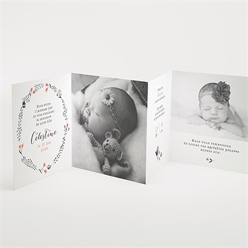 Faire-part naissance en rouge et noir - Intérieur du faire-part