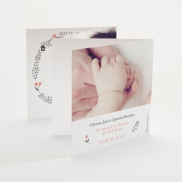 Faire-part naissance en rouge et noir - Dos du faire-part