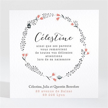 Remerciement naissance en rouge et noir - Dos de la carte