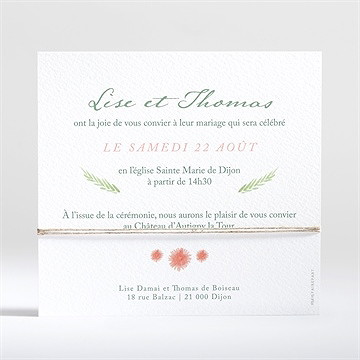 Faire-part mariage bucolique - Dos du faire-part