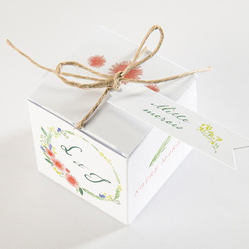 Boîte de dragées mariage bucolique - Dessus de la boîte