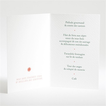 Menu mariage bucolique - Intérieur du menu