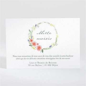 Remerciement mariage bucolique - Dos de la carte