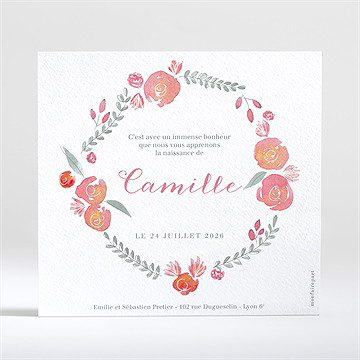 Faire-part naissance jolie couronne - Dos du faire-part