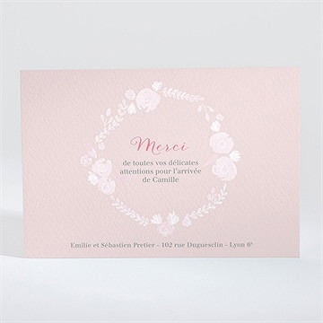 Remerciement naissance jolie couronne - Dos de la carte