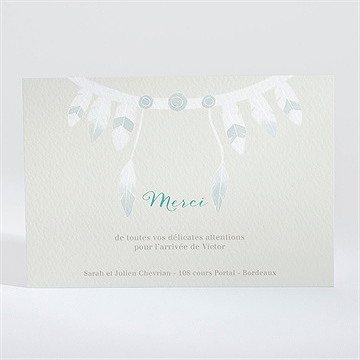 Remerciement naissance petit indien - Dos de la carte