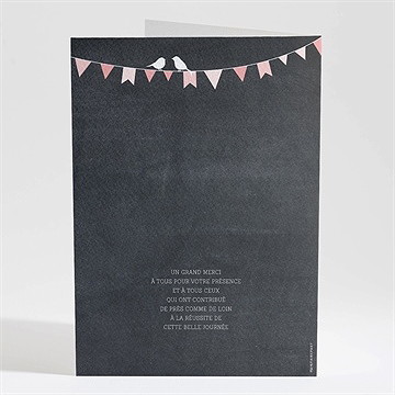 Livret de messe baptême fanions roses sur ardoise - Dos du livret