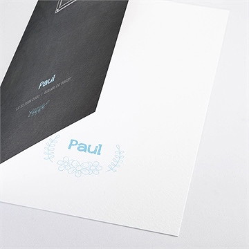 Livret de messe baptême fanions bleus sur ardoise - Détail du livret