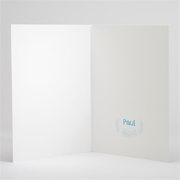 Livret de messe baptême fanions bleus sur ardoise - Intérieur du livret