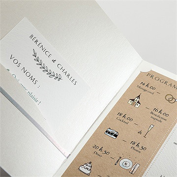 Faire-part mariage avec programme - Détail du faire-part