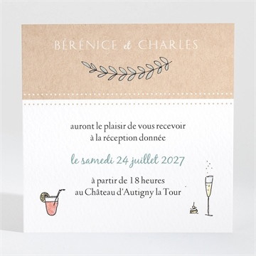 Carton d'invitation mariage avec programme magnet carré