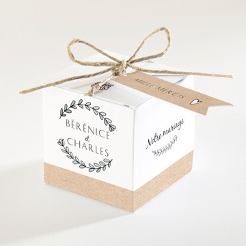 Boîte de dragées mariage avec programme magnet carré