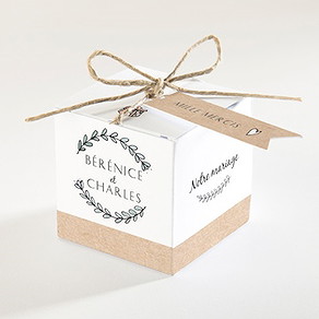 Boîte de dragées mariage avec programme cube