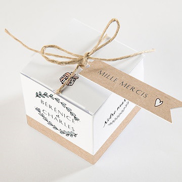 Boîte de dragées mariage avec programme cube - Dessus de la boîte