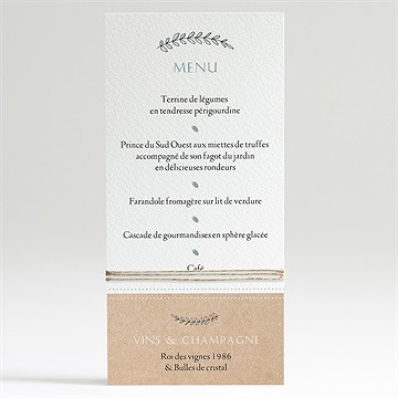Menu mariage avec programme - Dos du menu