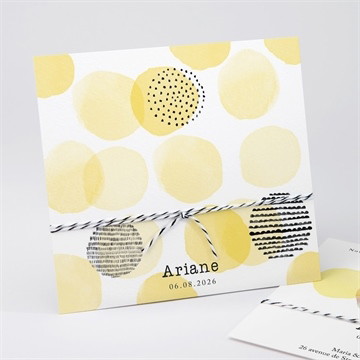Faire-part naissance jaune graphique