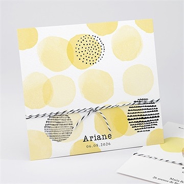 Faire-part naissance jaune graphique