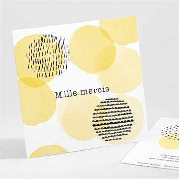 Remerciement naissance jaune graphique