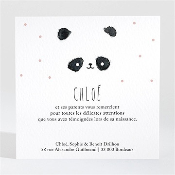 Remerciement naissance doux regard - Dos de la carte