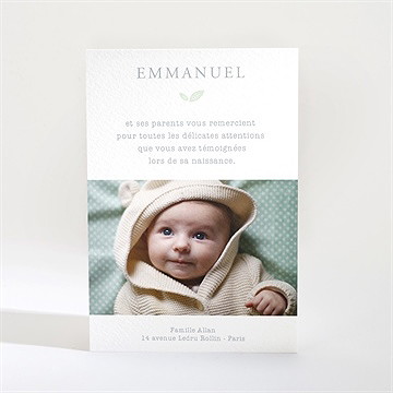 Remerciement naissance le don - Dos de la carte