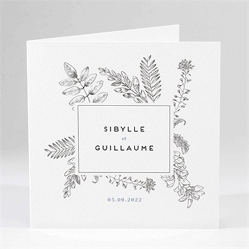 Faire-part mariage gravure florale
