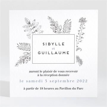 Carton d'invitation mariage gravure florale