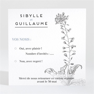 Carton réponse mariage gravure florale