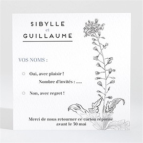 Carton réponse mariage gravure florale