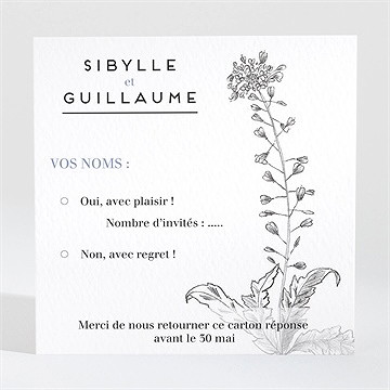 Carton réponse mariage gravure florale