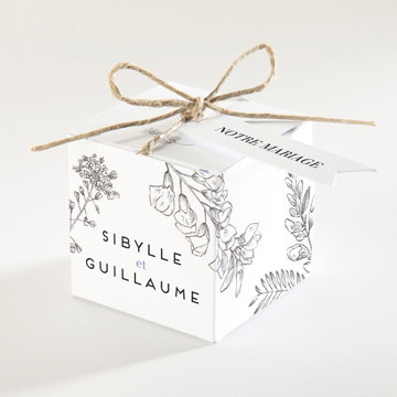 Boîte de dragées mariage gravure florale