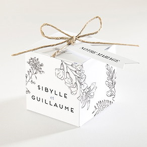 Boîte de dragées mariage gravure florale