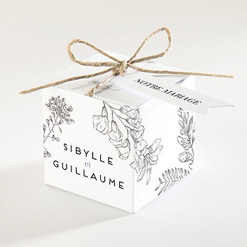 Boîte de dragées mariage gravure florale